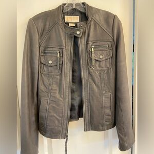 Michael Kors gray leather womens jacket, sized small
